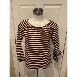 J. Crew Maroon & White Striped Shirt with  Tie Back, Size XXS, NWT!